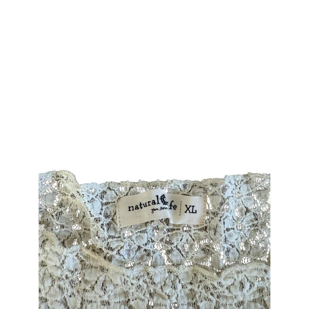 Natural Life Pearl Knit Layering Top Size X Large Beige Crochet Boho Cottagecore - Picture 5 of 6
